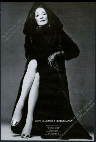 1969 Marlene Dietrich Photo By Richard Avedon Blackglama Vintage Print Ad