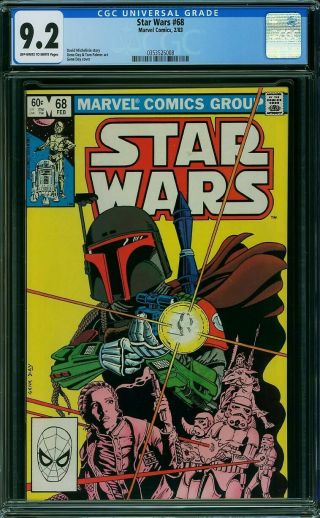 Star Wars 68 - Cgc 9.  2 Nm - - Marvel 1983 - Boba Fett Cover And Appearance