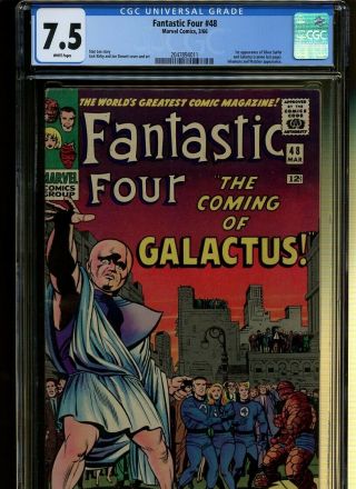 Fantastic Four 48 Cgc 7.  5 | Marvel 1966 | 1st Silver Surfer & Galactus (cameo)