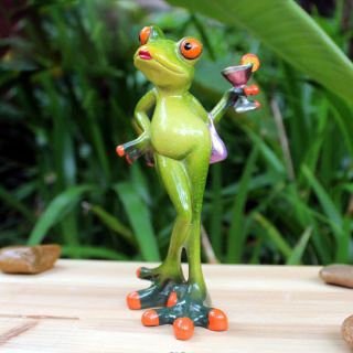 1x Green Frog Figurine Resin Frogs Colleation Gift Decor Elegant Lady