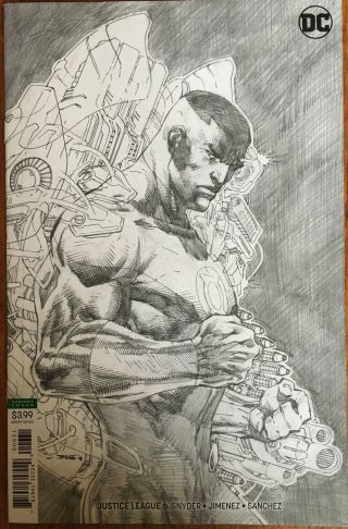 Justice League 6 Jim Lee Sketch 1:100 Variant Pencils Only Green Lantern 2018 Nm