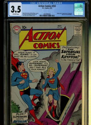 Action Comics 252 Cgc 3.  5 | Dc 1959 | 1st Supergirl - Kara Zor El & Metallo.