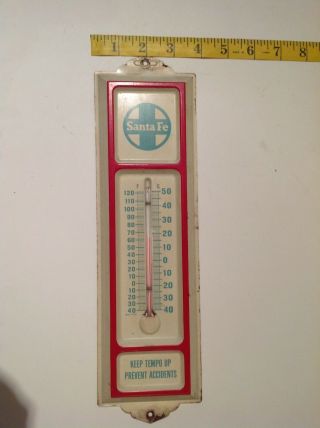 Vintage Santa Fe Railroad Thermometer Advertisement Display Train Rr Sign Usa