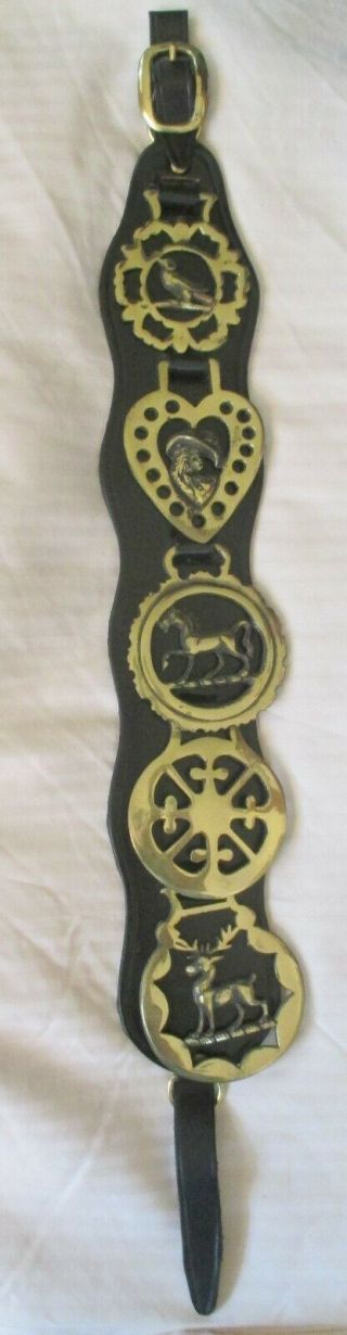 Antique Vintage Leather Horse Saddle Harness Brass Decoration Brass Medallions