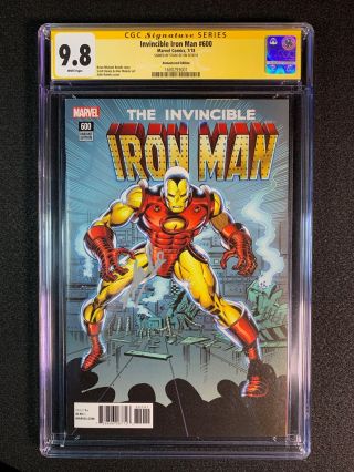 Invincible Iron Man 600 Cgc 9.  8 Ss (2018) - Remastered 1:500 - Signed Stan Lee