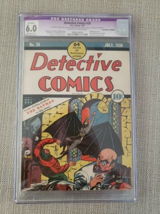 Detective Comics 29 (1939) Cgc 6.  0 2nd Batman