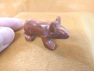 (y - Fox - 559) Orange Red Fox Wild Dog Gemstone Carving I Love Sly Foxes Figurine