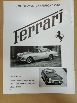 1969 Ferrari Ad From Auto Show Program