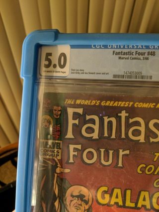 Fantastic Four 48 CGC 5.  0 | Marvel 1966 | 1st Silver Surfer & Galactus (Cameo) 3
