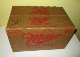Vintage MILLER HIGH LIFE Waxed Cardboard Hinged BEER BOTTLE BOX CASE 3