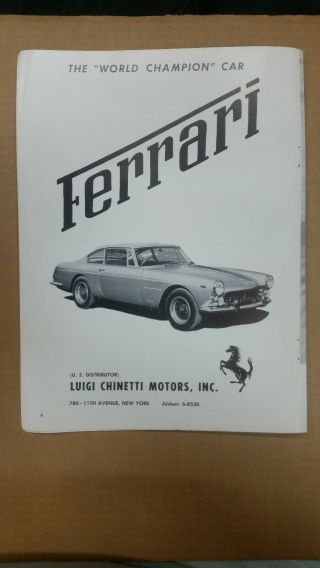 1963 Ferrari Ad From Auto Show Program