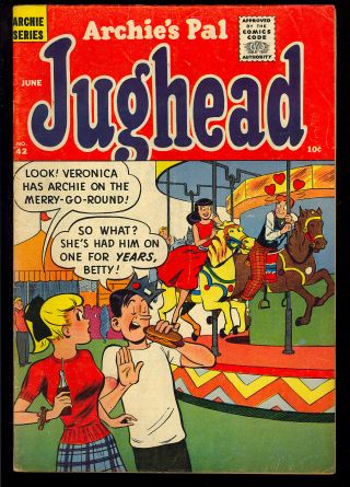 Archie’s Pal Jughead 42 Early Silver Age Teen Comic 1957 Vg