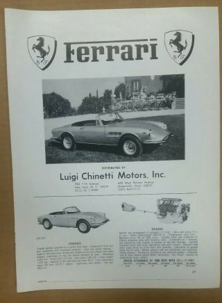 1968 Ferrari 330 Gts Ad From Auto Show Program