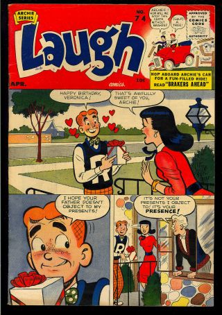 Laugh Comics 74 Golden Age Betty & Veronica Archie Comic 1956 Fn,