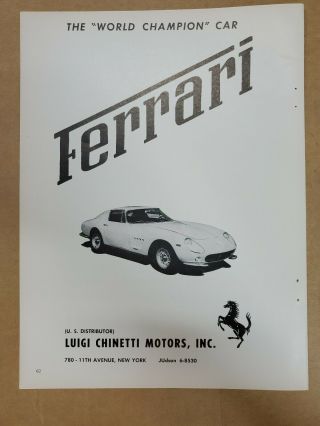 1965 Ferrari Ad From Auto Show Program