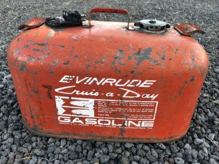 Vintage OMC outboard boat motor metal gas tank can 6 gallon Johnson Evinrude 2