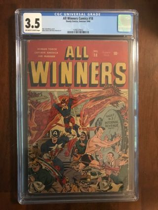 All Winners Comics 18 Timely Cgc 3.  5 Ow/white (golden Age Classic Comic)