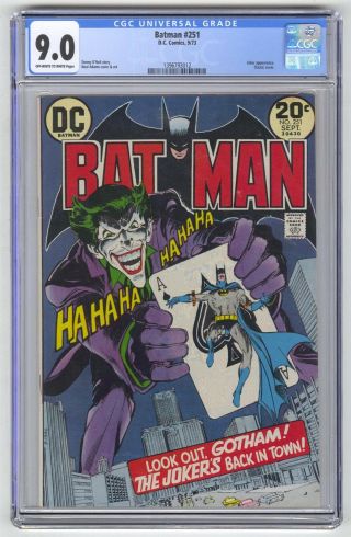 Batman 251 Cgc 9.  0 Dc Detective Comic Key Classic Joker Cover Adams