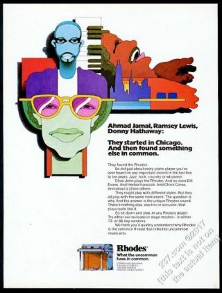 1975 Ahmad Jamal Ramsey Lewis Donny Hathaway Color Art Rhodes Electric Piano Ad