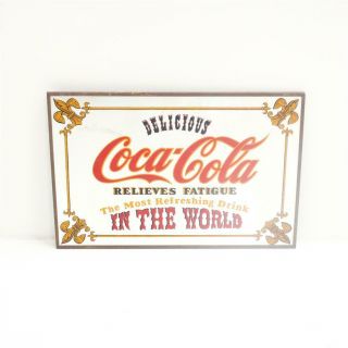 Vintage Metal - Framed Mirrored Coca - Cola Bar Pub Advertisement Wall Art 405