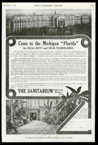 1910 Battle Creek Sanitarium Michigan 2 Photo Vintage Print Ad