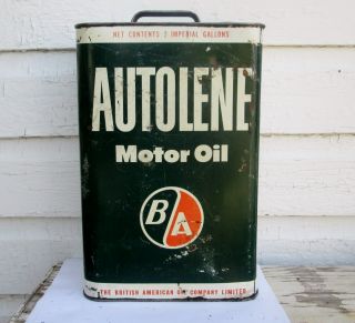 Vintage B/a British American Oil Tin/can Canadian Empty Autolene Motor Oil