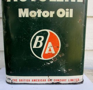 VINTAGE B/A BRITISH AMERICAN OIL TIN/CAN CANADIAN EMPTY AUTOLENE MOTOR OIL 3