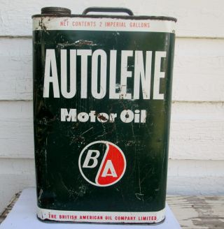 VINTAGE B/A BRITISH AMERICAN OIL TIN/CAN CANADIAN EMPTY AUTOLENE MOTOR OIL 5