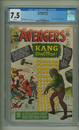 Avengers 8 (cgc 7.  5) White Pages; 1st App.  Kang; Kirby; Marvel; 1964 (c 24480)