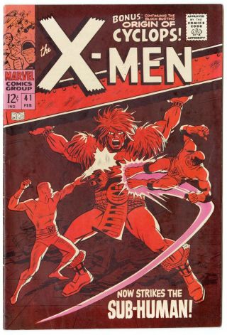 X - Men 41 Vf/nm 9.  0 White Pages 1st App.  Sub - Human Marvel 1968