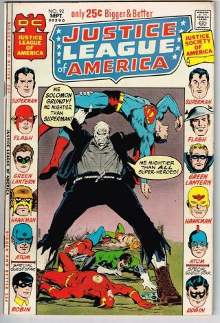 Justice League 92 (1960) - 6.  0 Fn Solomon Grundy/neal Adams Cover