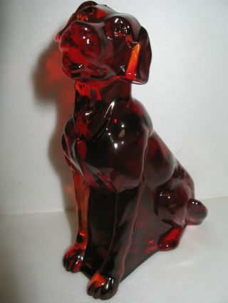 Ruby Red Glass Labrador Retriever Paperweight Lab Dog Purple Puppy Figure Royal
