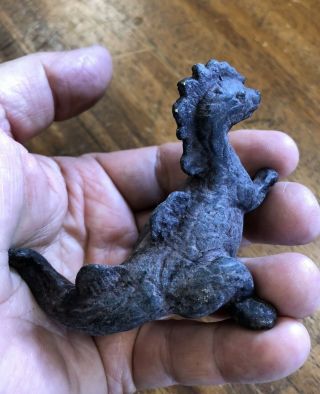 Dinosaur Baby Lizard Statue Novelty Casted Bronze Vintage Patina