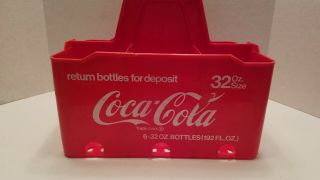 Vintage Red Plastic Coca Cola Bottle 6 - 32oz.  Carrier Coke Crate