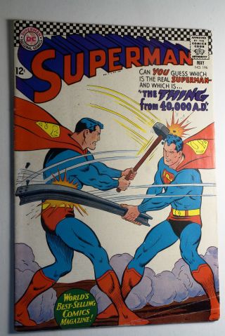 Superman 196 No.  196 May 1967 Vg The Thing From 40,  000 Ad Silver Age Dc Comics