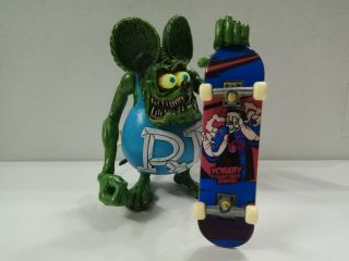 4 " Blue Rat Fink Big " Daddy " Ed Roth With Skateboard Action Figure No Box