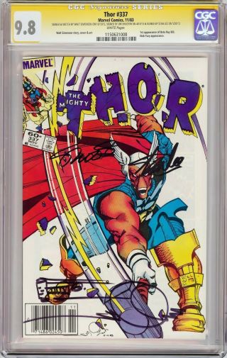 Thor 337 (1983) Cgc 9.  8 Wp Ss Signed Stan Lee,  Jim Shooter,  Simonson,  Sketch