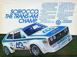 1977 Volkswagon Vw Scirocco Trans Am Champ - Color Vintage Print Ad 8.  5 " X 11 "