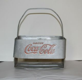 Vintage Coca Cola Aluminum 6 Bottle Carrier - Depressed Logo -