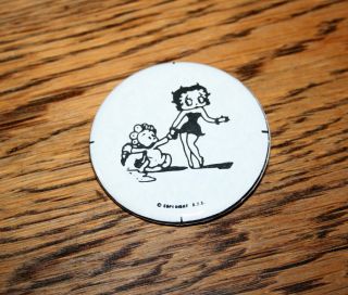 Rare Vintage Kfs Betty Boop & Baby Comic Collectible Button Pin 1970s Nos