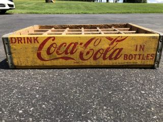 Vintage Circa 1950 ' s Coca Cola 24 Bottle Wooden Crate Box Yellow 2