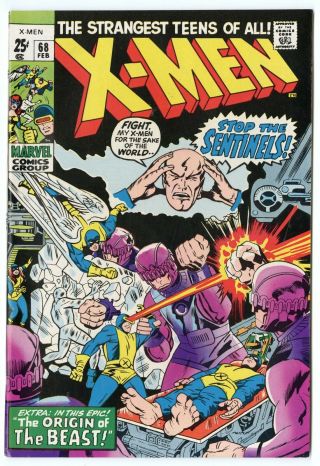 X - Men 68 Nm 9.  4 White Pages Sentinels Marvel Giant Size 1971