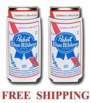 Pabst Blue Ribbon 2 Pbr 16oz Beer Can Coolers Koozie Coolie Huggie