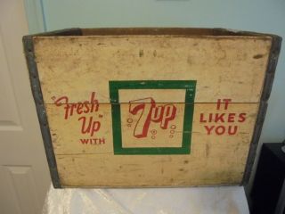 Williamsport Pa Vintage Woodened 7up Tall Bottle Crate / Box Htf