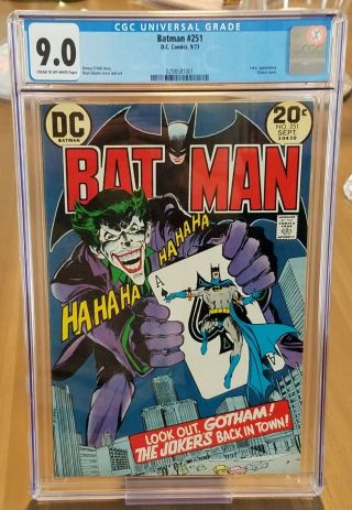 Batman 251 Cgc 9.  0 Vf/nm (dc 1973) Classic Neal Adams Joker Cover
