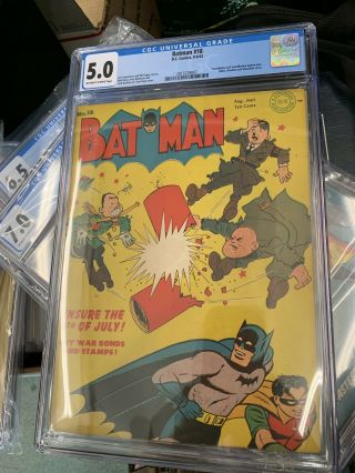 Batman 18 Cgc 5.  0 Ow/wp Hitler Cover