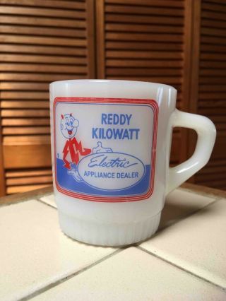 Old Fire King Ribbed Bottom Coffee Mug For Reddy Kilowatt Appliance Dealer Utah