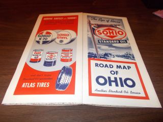 1940s Sohio Ohio Vintage Road Map / Cover Art / Near
