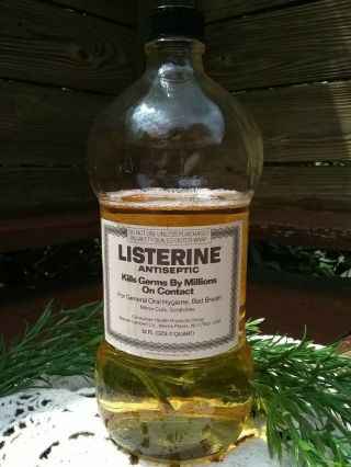 Vintage Old Glass Bottle Of Listerine Mouthwash 2/3 Full