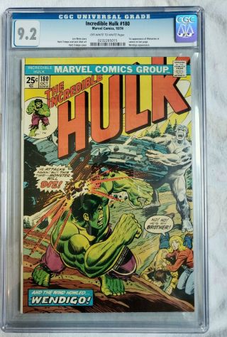 Marvel Comics Incredible Hulk 180 Cgc 9.  2 White To Off - White